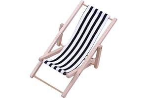 Tewzafiya Miniatur Strandstuhl, Holz Deko Puppen Liegestuhl, Faltbarer Holz Strandstuh Miniatur Liegestuhl Miniliegestuhl Strandkorb