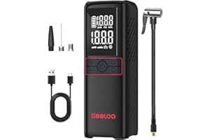 ‎GOOLOO GOOLOO 160PSI Elektrische Luftpumpe, 7500mAh Fahrradpumpe Elektrisch Tragbar Kabelloser Mini Kompressor 12V Akku Luftpumpe Elektrisch mit Digital LCD, LED-Licht Für Auto/Motorrad/Fahrrad/BäLle
