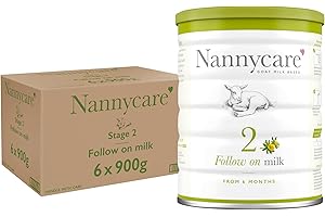 Nannycare Stage 2 Goat Milk Follow-On Baby Formula for 6-12 Months - Natural Nutrition for Babies, Gentle Goat Milk Baby Formula Powder with Vitamin D - 900g (Pack of 6)