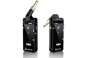 1Mii M2 Wireless Gitarren System, 5.8GHz Gitarren-Sender Empfänger mit 8 Stunden Laufzeit, wiederaufladbar Kabellos Gitarre Transmitter Receiver für E-Gitarre Violine Tastatur -Aufgerüstet
