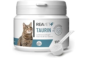 REAVET taurin för katter 100 g — stödjer kardiovaskulära systemet, taurin pulver 100 % ren, aminosyror stöder försvar och cel