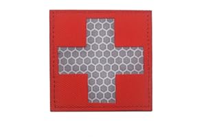 TOPPATCH Reflektierende Medic Patches EMS EMT MED Taktisches medizinisches rotes Kreuz Moral Combat Abzeichen Erste Hilfe Emblem Applikation für Rucksack (rot)