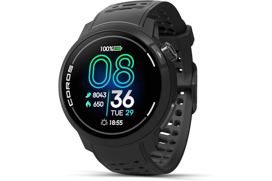 COROS PACE Pro GPS Sport Watch, 1.3-inch AMOLED Touchscreen, Fastest in Class Processor, 20 Days Battery Life, Navigation with Global Offline Maps, Sleep Tracking, Running, Cycling, Swimming（Black）