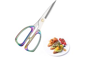 HOLLYLIFE Tijeras Cocina Acero Inoxidable Mango de Acero Inoxidable Multifunción Cook para Carne, Pescado, Pollo ergonómica y Esterilizable Tijeras Ultra Afiladas Apto para lavavajillas multicolor