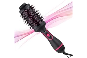 TORCHTREE Hair Dryer Brush, Hot Air Brush for Fast Drying, Hair Dryer and Styler for Salon Results, Negative Ionic Curler Straightening Comb, 4 in 1 Hot Air Styling Brush (Black Red)