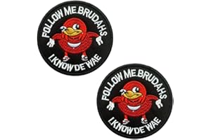 ZCKETO 2 Packs Ugandan Knuckles Follow Me Brudahs I Know De Wae Funny Tactical Patch, Hook and Loop Combat Emblem,Tactical Military Gaming Badge Emblem for Backpack Vest Uniform Clothes