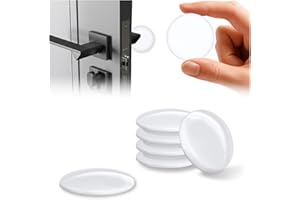 KOLLYKOLLA Butee de Porte Autocollante Silicone, 12 Pcs,42x10mm, Tampon Porte Adhesive, Robuste et Durable, Protection Poignée Porte & Murs pour Placards, Cuisine, Salle de Bain & Chambre, Blanc
