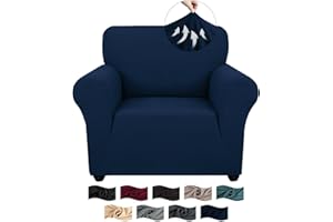 CYCMACO Copridivano 1 Posto Con Braccioli, Copridivani Elasticizzato Antiscivolo, Universale Moderno Copripoltrona Antigraffio, Sofa Cover Antimacchia, Lavabile In Lavatrice, Blu scuro