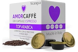 AMORCAFFÈ Amorcaffe 100 Coffee Capsules Pods Compatible with Lavazza A Modo Mio - Top Arabica Nicaragua