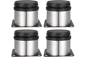Drenky Nogi meblowe 5 cm regulowane nogi do mebli, okrągłe nogi szafek, szczotkowane nóżki meblowe ze stali nierdzewnej, regulowane 0-15 mm, w zestawie ze śrubami