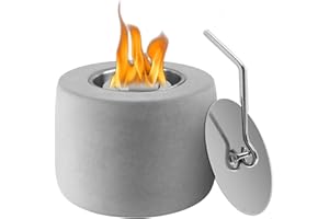 QIAMO Tischkamin, Bio Ethanol Kamin Indoor und Outdoor, Bioethanol Tischkamin echte Feueratmosphäre, Tischfeuer Set für Balkon Deko (Einfarbig Hellgrau)