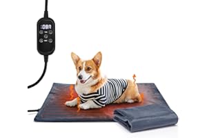 Nobleza Manta Eléctrica para Gatos y Perro, Almohadilla Térmica para Mascotas con Temporizador y Temperatura Ajustables, Almohadilla Calefactora Calefacción con 2 Fundas Cortas de Felpa, 70 * 40 cm