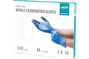 EUROPAPA® Lot de 100 gants jetables en nitrile - Non poudrés - Sans latex - Non stériles - Sans latex - Bleu océan