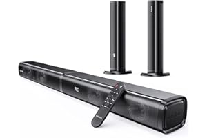 MEVOSTO Soundbar 2.2ch per TV, Soundbar Staccabile 2 in 1 per TV, Soundbar TV 3 Modalità di Equalizzazione e Altoparlanti TV Regolabili in Base ai Bassi, ARC/Ottico/Aux