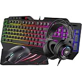 Havit Gamenote KB905CM-TUR 4'l&uuml; Gaming Set &ndash; Klavye, Mouse, Kulaklık, Mousepad &ndash; RGB Aydınlatma, T&uuml;rk&ccedil;e Q, 3.5mm Jack, PC Uyu