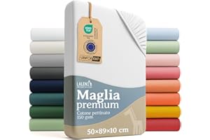 Laleni premium lenzuola culla 50x89 cm con angoli | lenzuola carrozzina neonato certificate OEKO-TEX | lenzuola con angoli 100% cotone | lenzuolino culla neonato | lenzuola lettino con sbarre | bianco