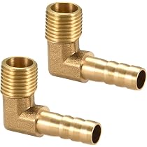 Produktbild von 4x Messing-Winkelrohrverbinder 6 Mm Widerhaken – 90°, L-förmig, Für Luft, Wasser, Kraftstoff & Öl