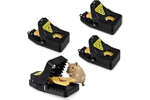 Flintronic Rat Trap, 4 PCS Trampas para Ratones, Juego de Trampa para Ratones con Cebo, Trampas para Rata,Trampa Reutilizable para Ratón, para del Hogar/Ático/Garaje/Interiores y Exteriores