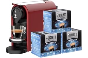 Bialetti Gioia Plus, Macchina Caffè Espresso Alluminio, 48 Capsule Incluse, Rosso