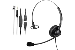 MAIRDI Casque Téléphonique Cisco avec Micro pour Office Call Center, Mono Oreillette avec Prise RJ9 pour Téléphone Fixe Cisco IP 7940 7941 7962 7975, avec Prise 3,5 mm pour Téléphone Portable et PC