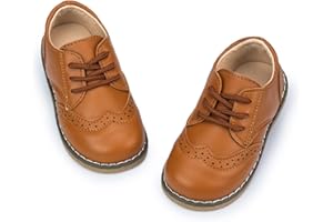 CENCIRILY Toddler Boys Girls Oxford Shoes Lace-Up Non-Slip Texture Sole Loafer Flats Little Kid Classic School Uniform Shoe