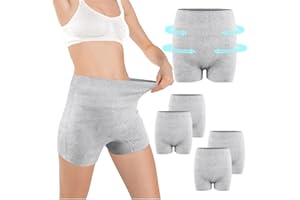 ACWOO Ropa Interior Posparto de Cintura Alta Desechable para Cesárea, 4 PCS Braguitas Embarazada sin Costura, Ropa Interior de Cesárea de Maternidad, Súper Elástico, Transpirable, Absorbente