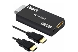 Ozvavzk Adaptateur Wii HDMI, Adaptateur Wii vers HDMI Signal Vidéo Convertisseur Full HD 1080p avec Câble HDMI et Audio Sortie Jack 3,5mm