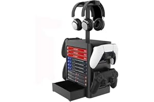 HUAYUWA Game Storage Tower (nero) adatto per Sony PlayStation 5, controller multifunzione per cuffie a cartuccia a disco compatibile con PS5/PS4/Xbox One/Nintendo Switch