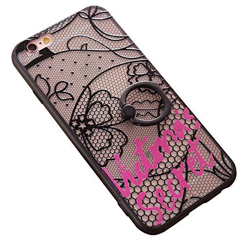 Samidy iPhone 6s Case, iPhone 6 Button Case, Black Lace Silicone Back Cover for 4.7 inches iPhone 6/iPhone 6s with a Screen protector