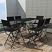 Produktbild lingjiushopping Outdoor Esstisch Set 7-teilig Poly Rattan Schwarz Polyrattan Farbe: Schwarz Material: PE Rattan + pulverbeschichtet Stahlrahmen