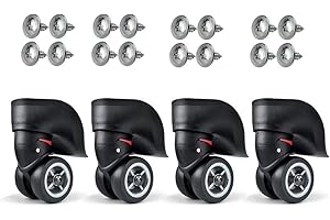 AUDOR Vanyda kółka zapasowe do walizki bagażowej, kółka zapasowe do walizki podróżnej, kółka transportowe OD 49 mm + śruby do naprawy, czarne (4 sztuki)