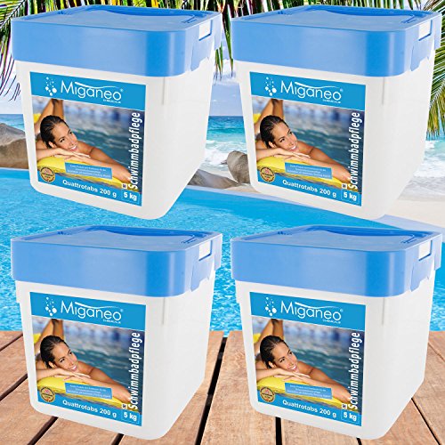 Miganeo® 4 x 5 kg Multitabs 200g, für Pool,5 in 1 Chlor, Ph, Alegezid,Flockung (20 kg) - 2