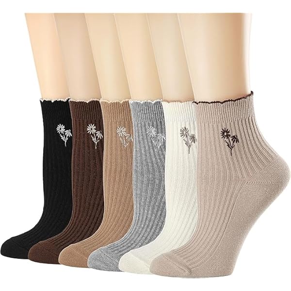 Bropapa Damen Rüschensocken 6er Pack - Elegante Socken Mit Spitze