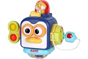 JOCOSSOL Montessori Busy Board Sensory Toys for 1-2 Year Old Toddlers: Activity Cube, Baby Fidget, Travel and Airplane Educational Learning Toys - Gift for 12-18 Month Old