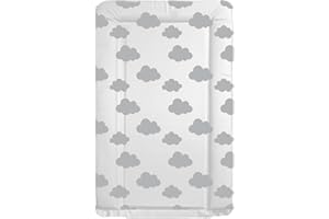 UBCWIN Deluxe Unisex Baby Waterproof Changing Mat with Raised Edges - Unique Grey and White Cloud Design