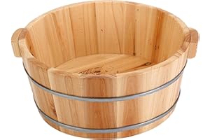 HPERU Bol à Pied, Bol de Bain à Pied Bol pédicure en Bois Spa Massage Baignoire de peille
