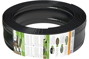 AMISPOL Bordure de pelouse élastique en Plastique Noir 6 m (125/4 mm) – Bordure de Parterre Ronde – Bordure pour Les Courbes – Bordure de Parterre de Fleurs – Bordure Invisible