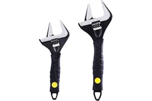 Sharp-tec Adjustable Spanner Set, Wide Jaw Opening Adjustable Wrench, Heavy-Duty Plumbing Tools for Plumbers, 6 inch/165mm and 10 inch/265mm