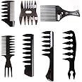 AOT Wide Tooth Comb Men, 7pcs Texture Comb Styling Comb Set Hair Styling Tools Wide Tooth Comb For Wet Hair Professional Shaping & Wet Pick Barber Brush Tools Barber Accessories