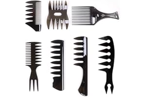 AOT Wide Tooth Comb Men, 7pcs Texture Comb Styling Comb Set Hair Styling Tools Wide Tooth Comb For Wet Hair Professional Shaping & Wet Pick Barber Brush Tools Barber Accessories