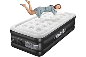 OlarHike Single Air Bed, Inflatable Mattress with Built-in Electic Pump, Self-inflating Folding Guest Airbed, Inflatable Air Mattresses For Camping or Home Use with Storage, 198x102x46cm(Black)