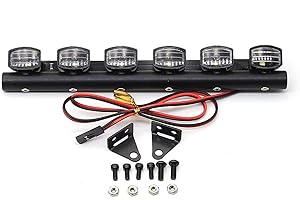 KEEDA RC - Lampada da tetto a LED per auto 1/8 1/10 RC Crawler Car Monster Truck HSP HPI TRX4 Tamiya CC01 Axial SCX10 D90 (6 LED)