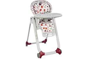 Chicco Polly Progres5 Chaise Haute Évolutive, Convertible en Transat et Rehausseur pour Bébé, Réglable de la Naissance à 3 ans (15 kg), avec 4 Roues, Fermeture Compacte - cherry