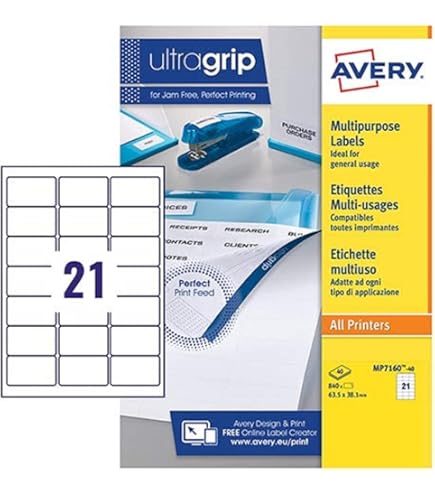 100 Fogli Etichette Bianche 70x42,43mm Markin C521 21 Etichette Per