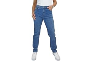 PAULO DUE Women's High Waisted Straight Leg Stretch Denim Jeans Ladies 31" Pants UK
