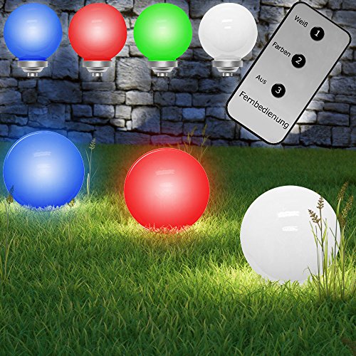 LED Solarkugeln mit Farbwechsel + Fernbedienung Ø 30cm 4 lichtstarke LEDs LED Solarleuchte Gartenkugel Leuchtkugel