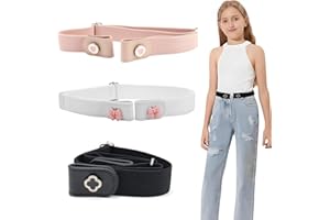 WHYCNJL 3 Stück kindergürtel Mädchen Gürtel Ohne Schnalle Elastischer Gürtel Verstellbare Schnallenfreier Kindergürtel Unsichtbare Stretchgürtel Einstellbar Belts für Mädchen Jeans Hosen Kleid