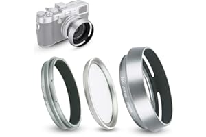 KIWIFOTOS Parasol y Anillo Adaptador (con Filtro UV) para Fujifilm Fuji X100VI, X100V, X100F, X100T, X100S, X100, X70 sustituye Parasol Fujifilm LH-X100