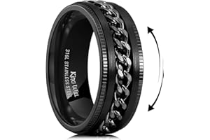 King Will Intertwine 8mm Spinner Ring Black/Blue/Silver Edge Serrated/Edge Polished Stainless Steel Fidget Ring Anxiety Ring for Men