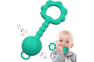 ETETOO Silicone Hochet Bébé - Jouet Bebe 0-12 Mois Apaiser Les Gencives Douloureuses Et Divertir Les Tout-Petits pour Nourrisson Nouveau-né Bébé Garçon Fille (Menthe Verte)